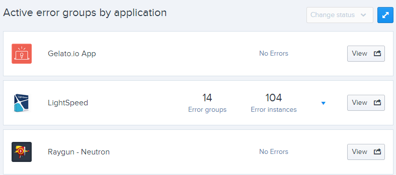 Global dashboard error groups