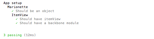 Outputted mocha test