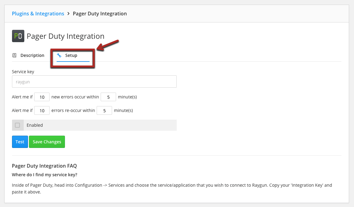setting up PagerDuty with Raygun