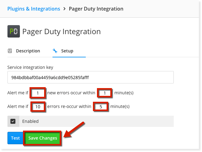 Image of how to integrate Pagerduty with Raygun and choose error alerts