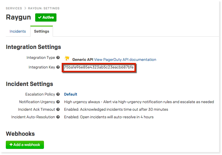 learn how to add the PagerDuty integration key inside Raygun