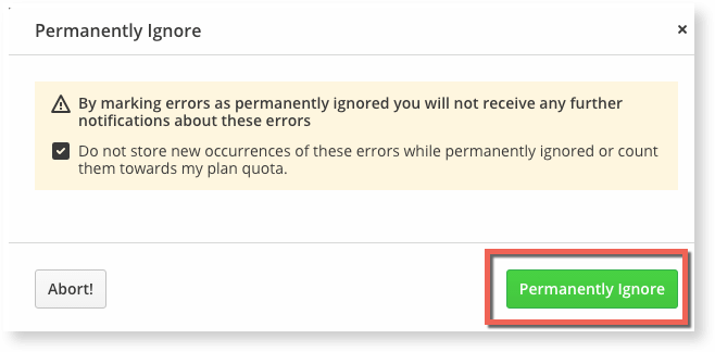 Manage your Raygun error quota by permanently ignoring errors