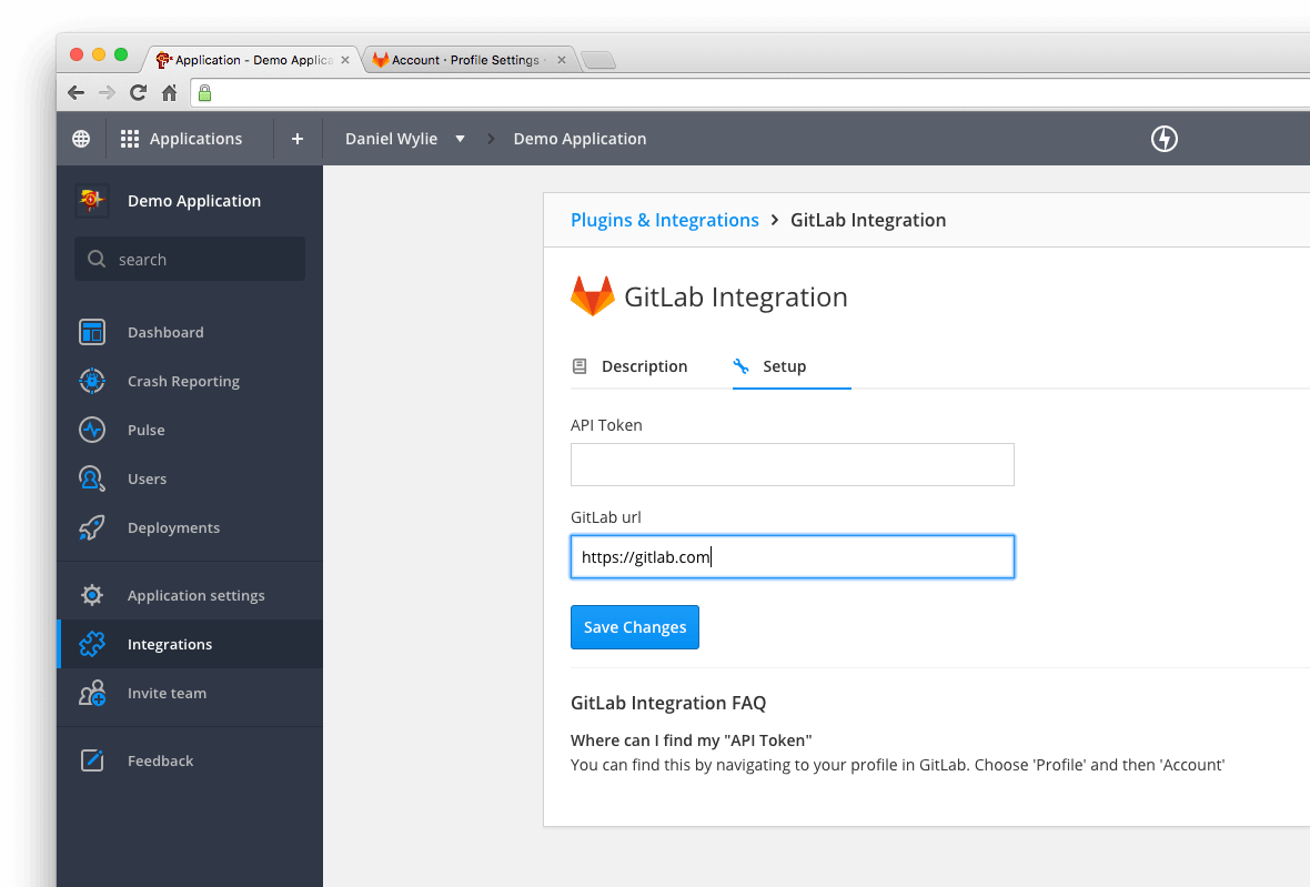 Head to the token field inside Raygun and Gitlab