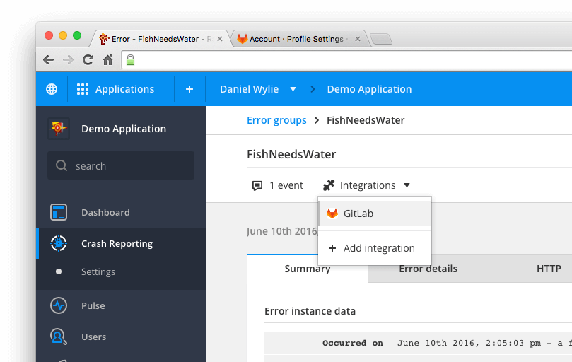 Errors appearing with Raygun and Github and their integration