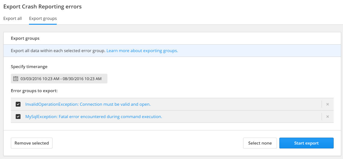 Export selected groups