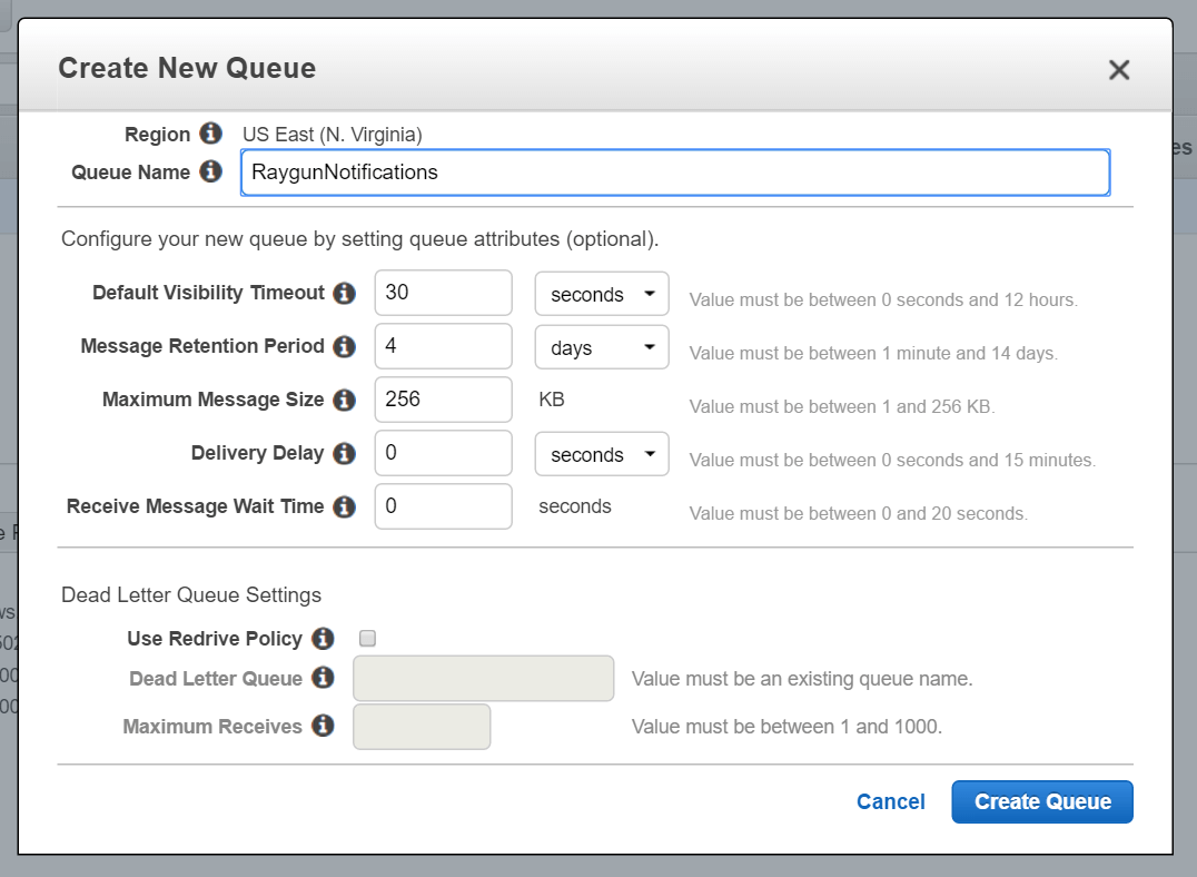 Configuring a new queue