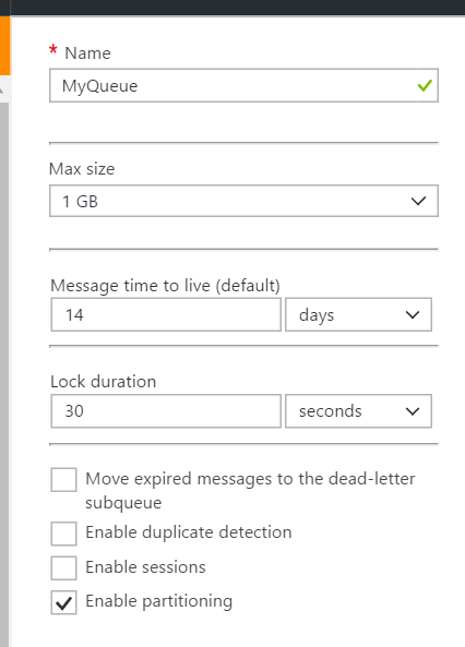 Enable partitioning to begin the integration with Azure Service Bus