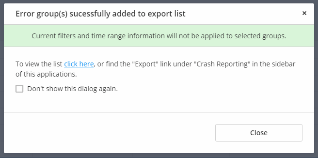 Error groups have been successfully added to the export functions list 