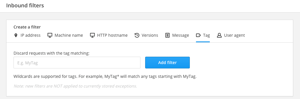 Using Tags with Inbound Filters