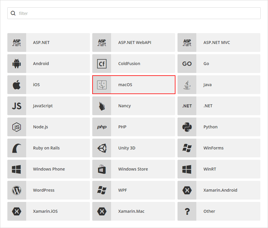 macOS application support - select platform