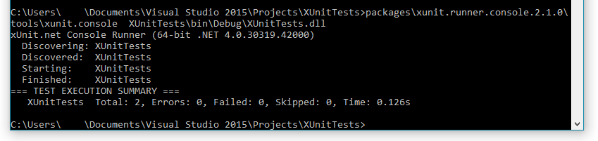 Unit testing frameworks results