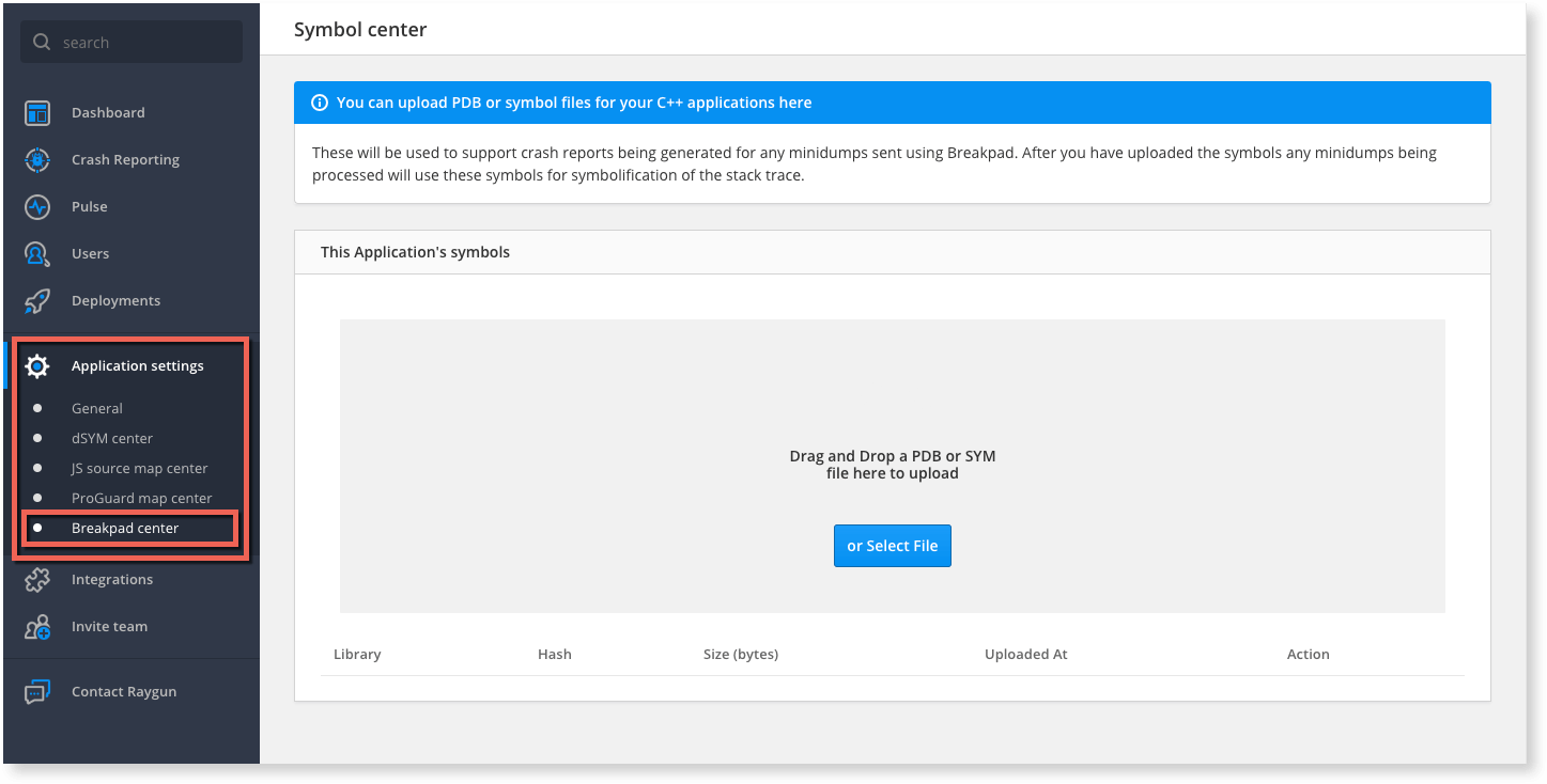 raygun and google breakpad center