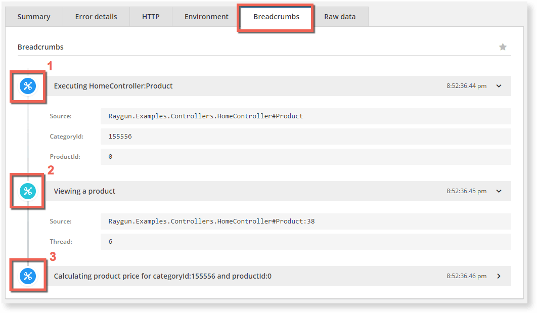 Breadcrumb logging in Raygun4Net 