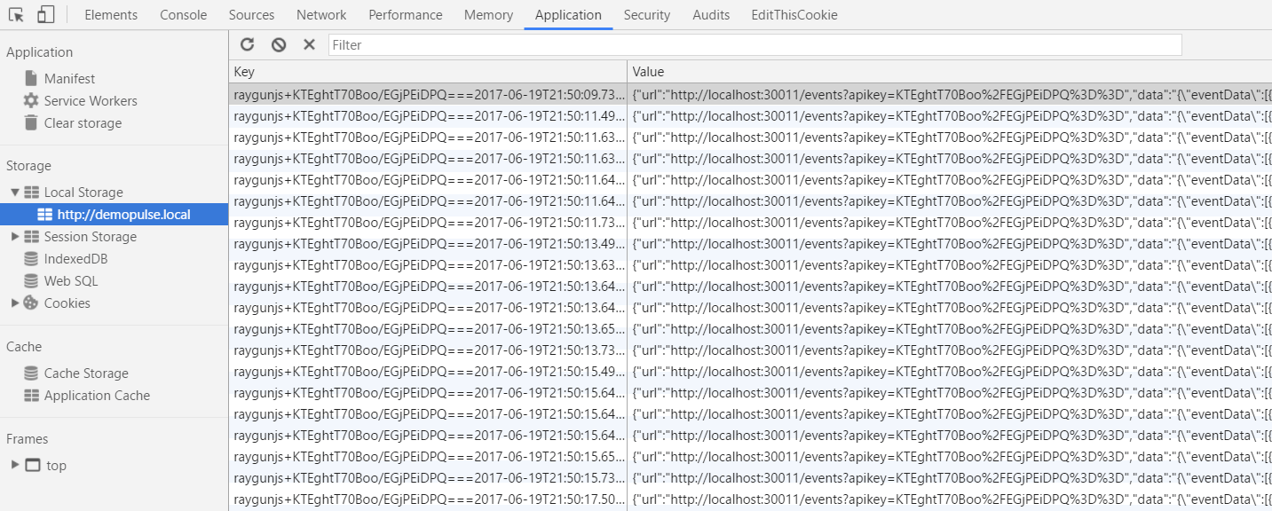 Offline storage will continue capturing your website's errors when network connectivity is down.