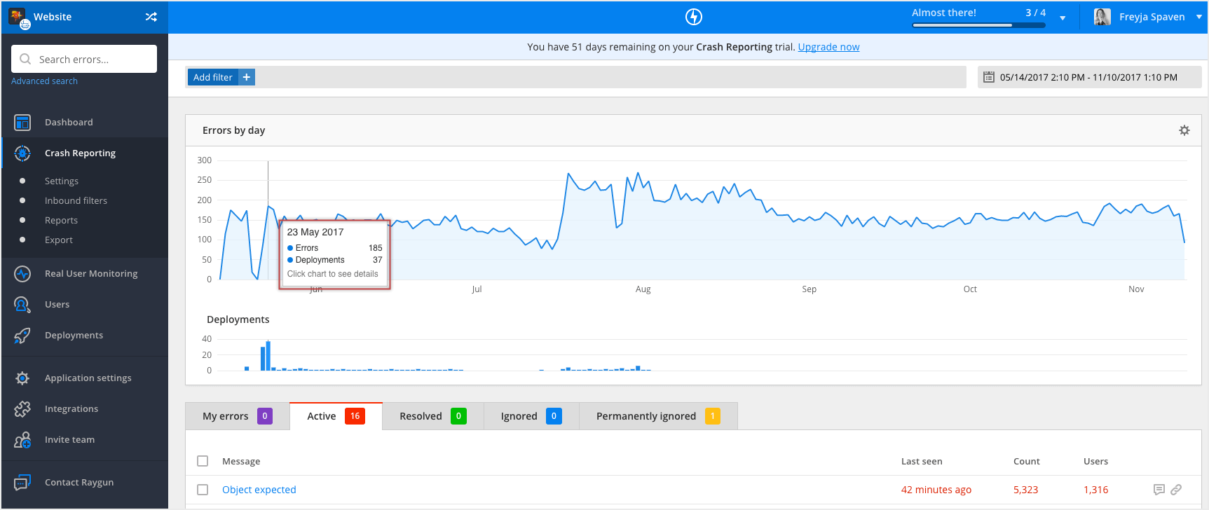 Configure Raygun to monitor deployments